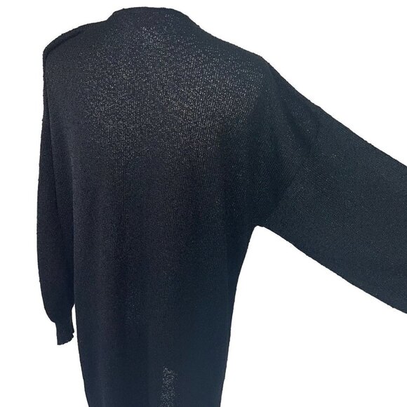 French Rags Vintage Womens Open Duster Cardigan Black Size 2 Medium Pure Rayon - Picture 7 of 13